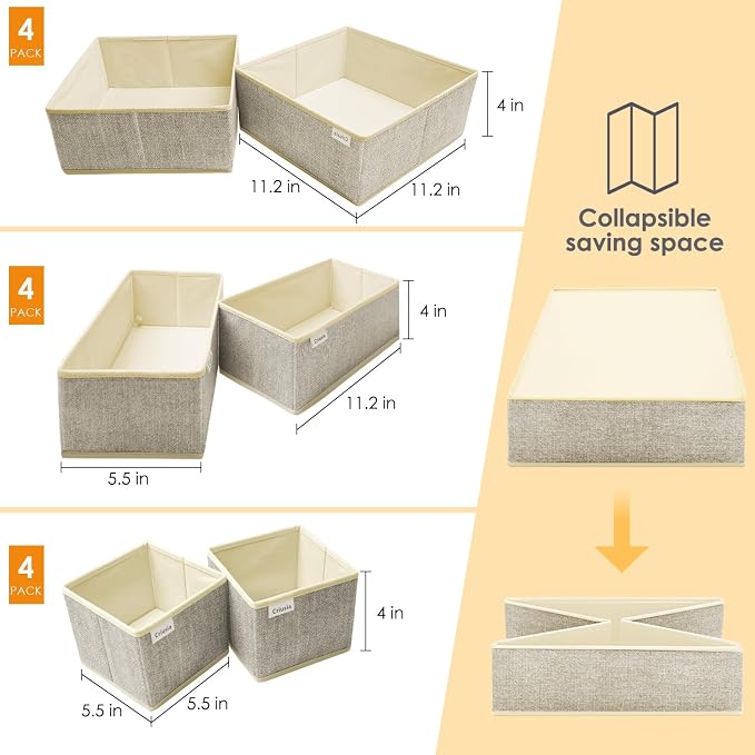 12 Pack Drawer Organizers for Clothing, Foldable Clothes Storage Box Closet - Image 2