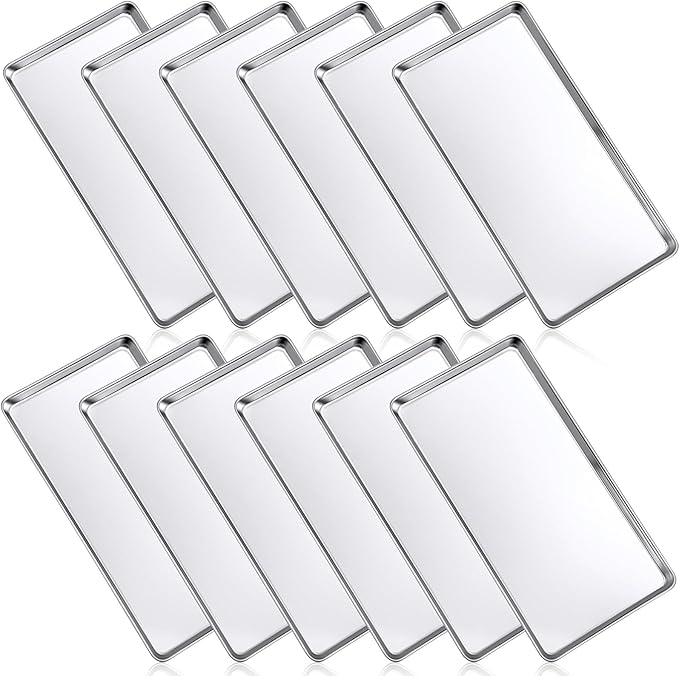 Mimorou 12 Pcs Baking Sheet Stainless Steel Cookie Small Metal Sheet Pans by Mimorou