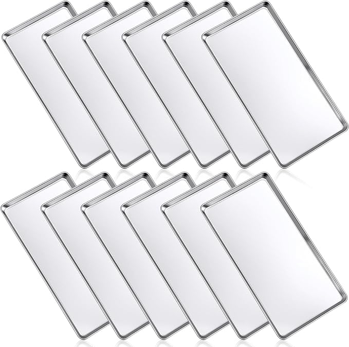 Mimorou 12 Pcs Baking Sheet Stainless Steel Cookie Sheet Small Metal Pans by Mimorou