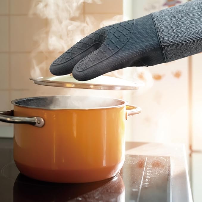 Professional Microwave Silicone Oven Mitts one Pair, Kitchen Mitten Set - Image 5