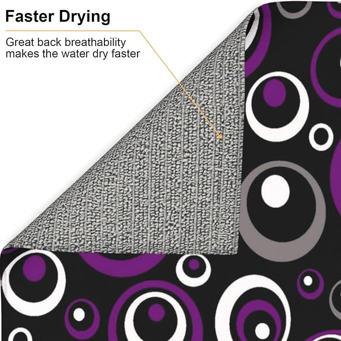 Purple White and Black Circle Pattern Dish Drying Mat, Absorbent Microfiber - Image 5