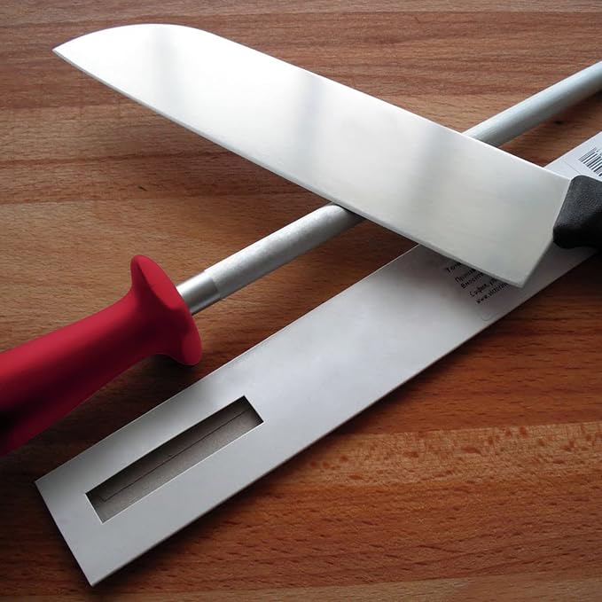 10 Inch Sharpening Steel, Professional Carbon Steel Knife Sharpener, Fresh Red - Image 4