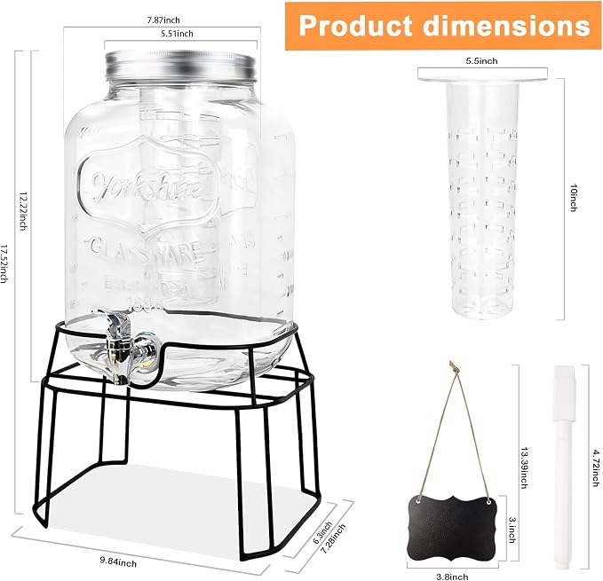 2 Gallon Glass Drink Dispensers - Image 2