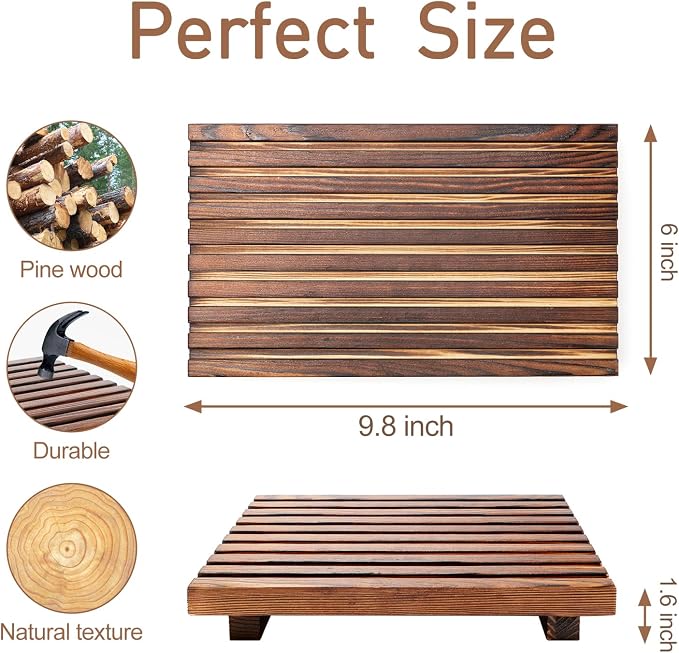 Farmhouse Bathroom Counter Organizer Wooden Display Pedesta Stand Small Kitchen - Image 5
