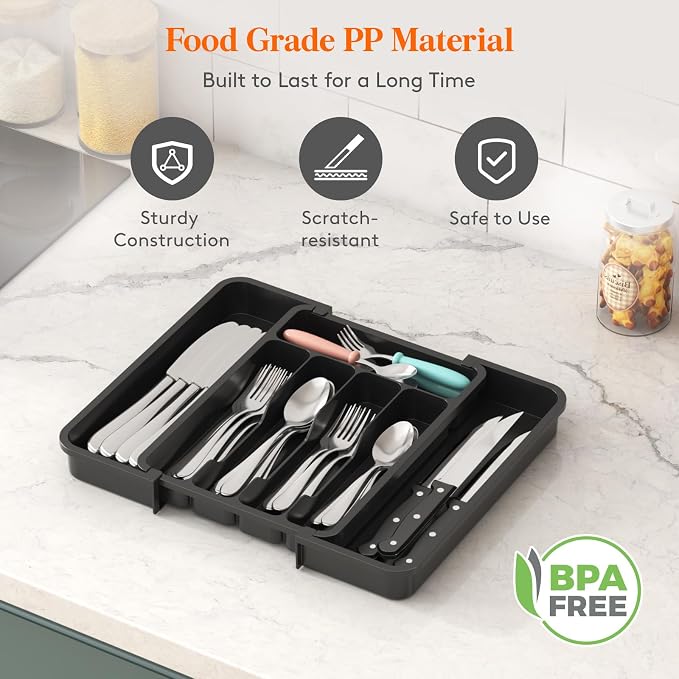 Lifewit Silverware Drawer Organizer, Expandable Utensil Tray - Image 4
