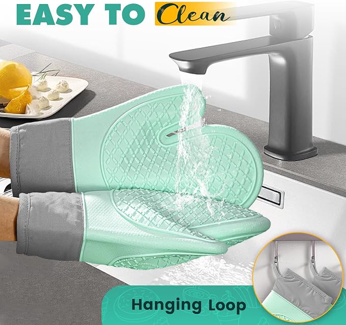 Silicone Oven Mitts, Waterproof Non Slip Grip Oven Gloves - Image 5