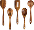 Wooden Spoons for Cooking, Wooden Utensils for Cooking Natural Teak Wooden by Mooues