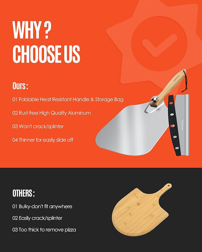 Pizza Peel Aluminum Pizza Spatula, 17 inch Metal Pizza Paddle - Image 7
