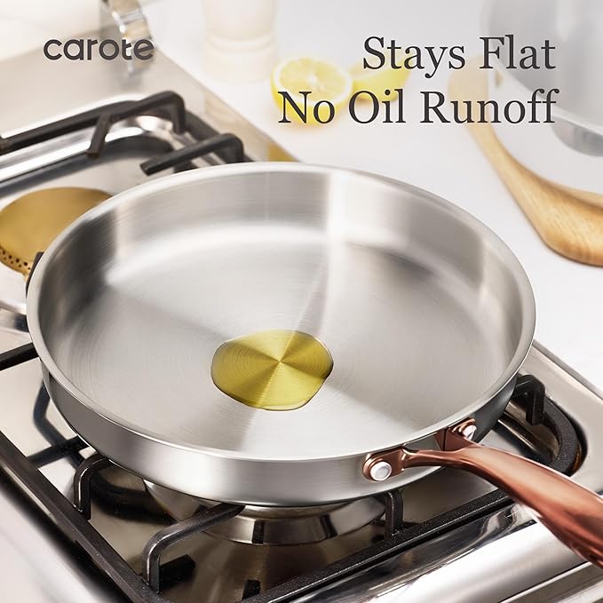 CAROTE 7-Piece Tri-Ply Stainless Steel Frying Pan Set, Skillet Set 8"/10"/12" - Image 6