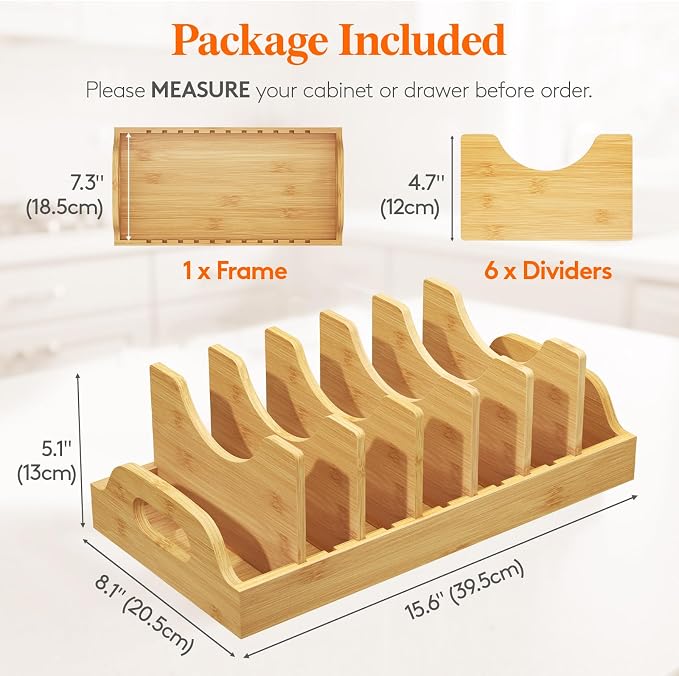 Lifewit Bamboo Pot Lid Organizers - Image 2