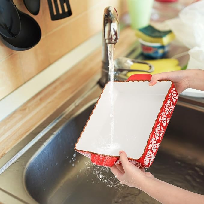 2 Pack Ceramic Baking Dish, 9 x 9 inch Porcelain Square Bakeware - Image 7