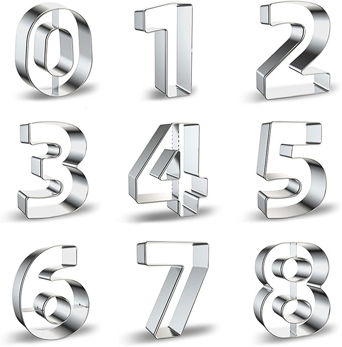 ZADE Number Cookie Cutters 9 Pcs, 4 Inch Stainless Steel Number Cookie Cutters by ZADECookieCutter