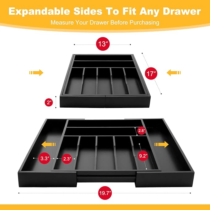 Large Premium Bamboo Silverware Organizer - Image 2