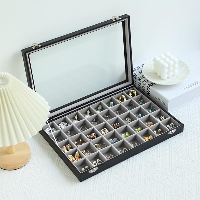 Stratalife Jewelry Organizer 40 Grid Gray Black Jewelry Tray - Image 5