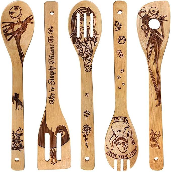 Jack Skellington Wooden Spoons for Cooking Utensils Set by FUTERLY