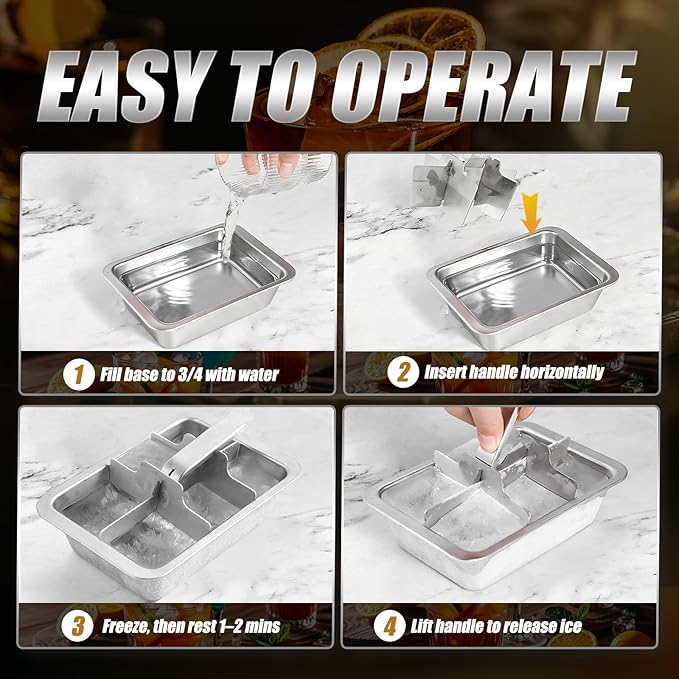 Ice Cube Trays, 2 Pack Large 6-cube Stainless Steel Ice Cube Trays - Image 7