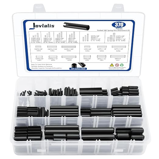 370 Pcs Roll pin Assortment, SAE Roll Pin Set, Slotted Spring Pins, Steel Split by Jovlalis