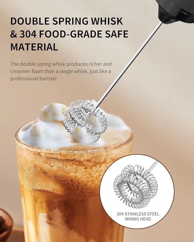 CIRCLE JOY Rechargeable Milk Frother Hanheld, Dual Coil Whisk Head Electric - Image 5