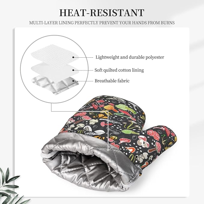 Fresh Mushroom Oven Mitts and Pot Holders Sets of 4, Resistant Hot Pads - Image 4