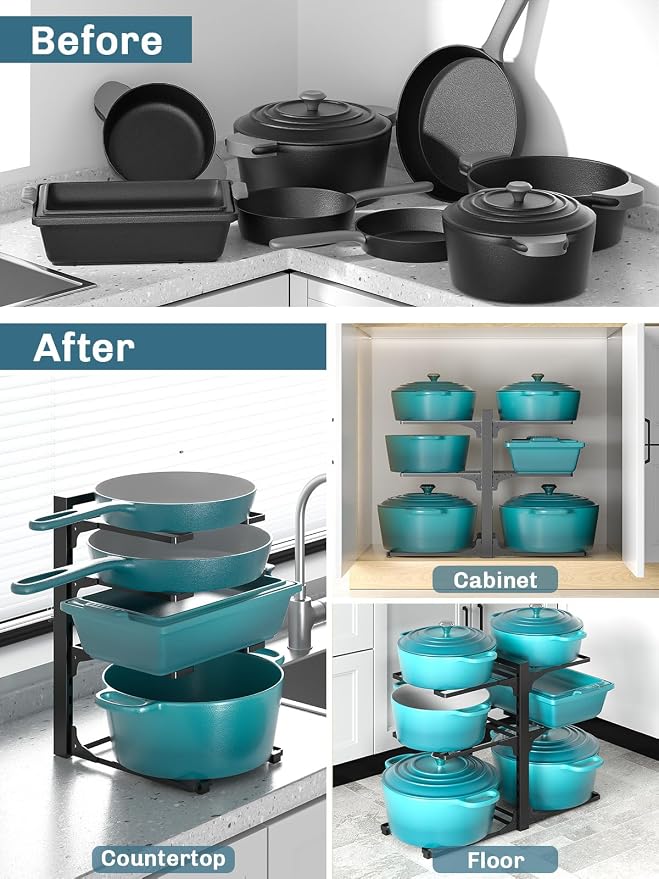 MUDEELA 6-Tier Pots and Pans Organizer under Cabinet, 13.78" Height Heavy Duty - Image 5