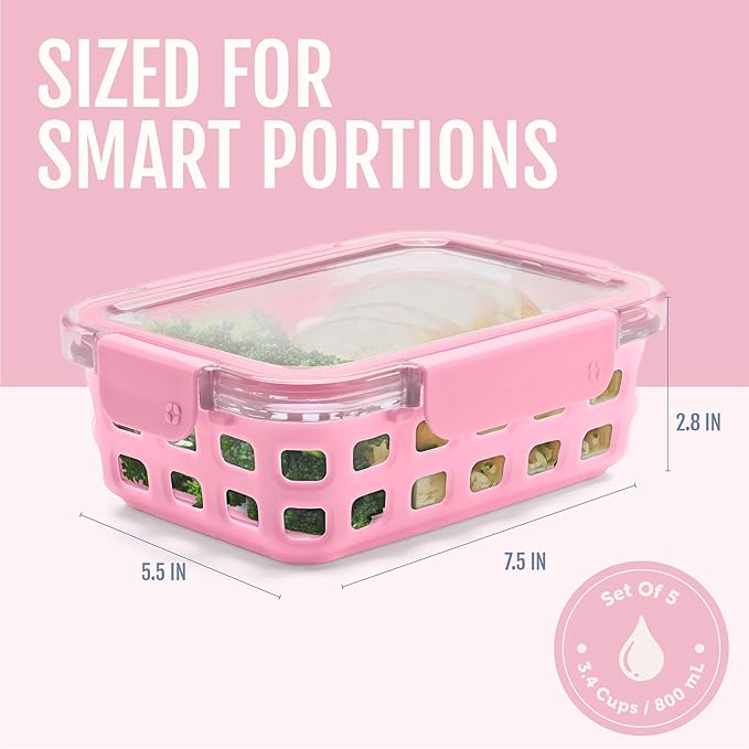 Ello Duraglass 3.4 Cup Meal Prep Sets 10Pc, 5 Pack Set- Glass Food Storage - Image 4