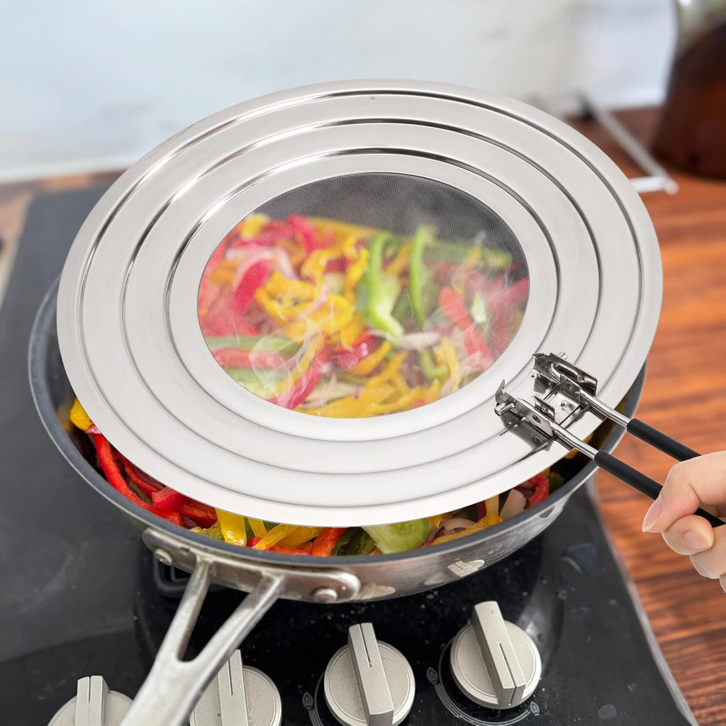 2 Pack Stainless Steel Splatter Screen for Frying Pan, 12 Inch Grease