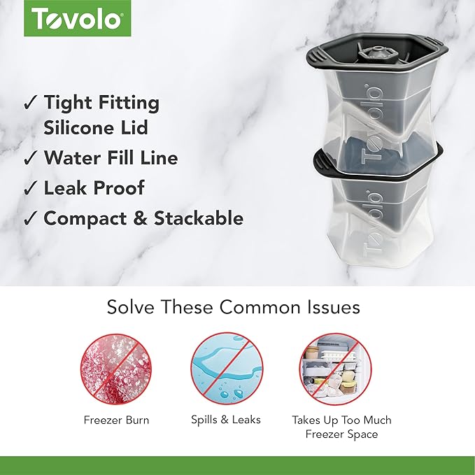Tovolo Large Square Ice Cube Mold Colossal 2 Inch Cubes Pack of 2, Huge Ice - Image 3
