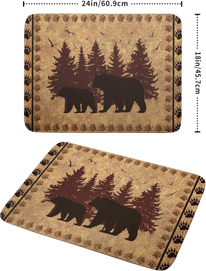 Giwawa 18"x24" Brown Bear Dish Drying Mat Rustic Forest Wildlife Woodland Dish - Image 2