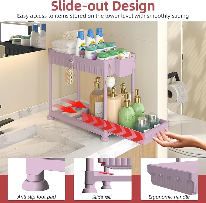 Sevenblue Under Sink Organizer, Bathroom Organizers and Storage, 2 Tier - Image 2