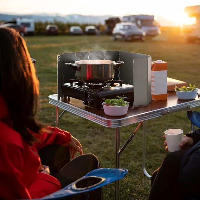 REDCAMP Folding Outdoor Stove Windscreen, 10 Plates Iron Camping Stove - Image 8