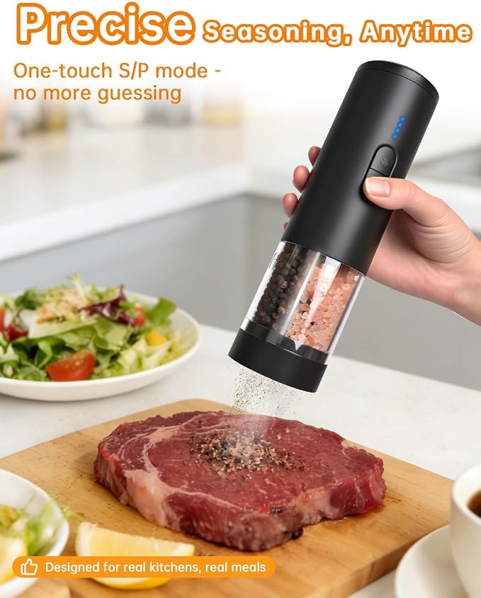 Aotto 2-in-1 Electric Salt and Pepper Grinder Set, USB-C Rechargeable Automatic - Image 5