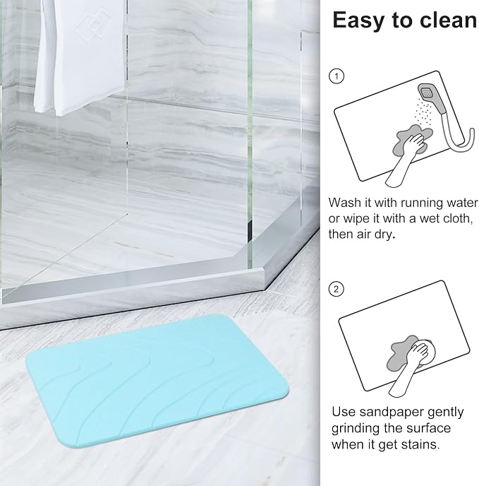 2 Pack Diatomaceous Earth Shower Mat, Stone Bath Mat, Nonslip Super Absorbent - Image 6