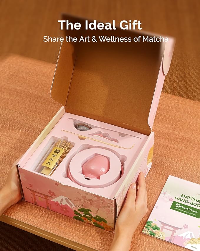 Maestri House Pink Matcha Whisk Set, 7-Pc Complete Matcha Kit - Image 3