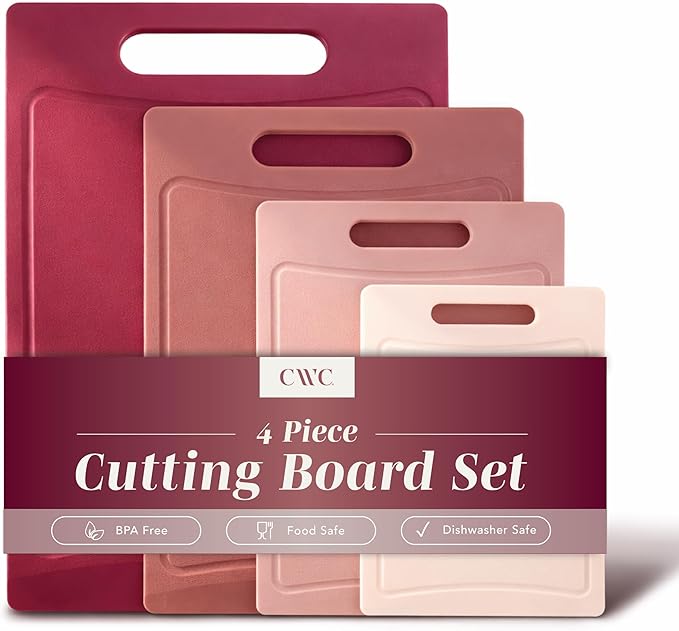 COOK WITH COLOR Non-Slip Cutting Board Set – Kitchen Essentials with Easy Grip by CookwithColor