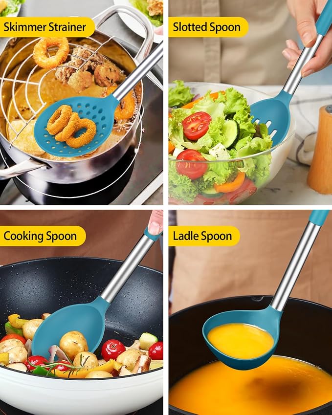 Silicone Cooking Utensil Set, BPA Free Heat Resistant Kitchen Tools - Image 4