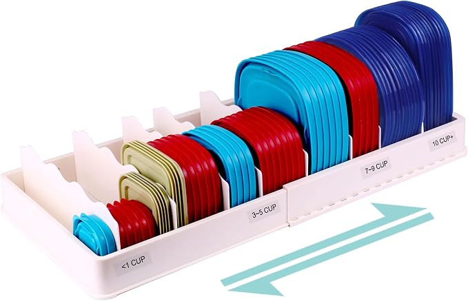 SWOMMOLY Expandable Food Storage Container Lid Organizer, Includes 8 Adjustable by SWOMMOLY