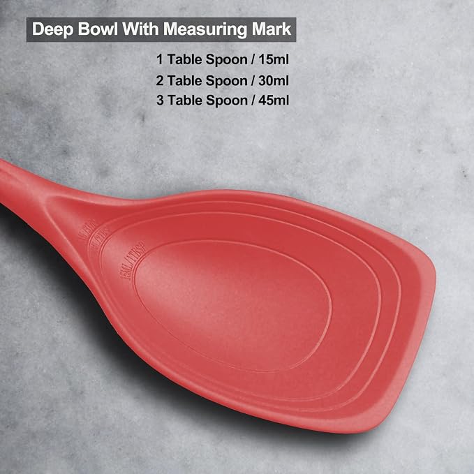 2 Pack Large Silicone Cooking Spoon, Non-Stick Slotted and Solid Spoon set - Image 3