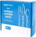 Amazon Basics Disposable Clear Plastic Cutlery Set, Large Combo Pack Forks by AmazonBasics