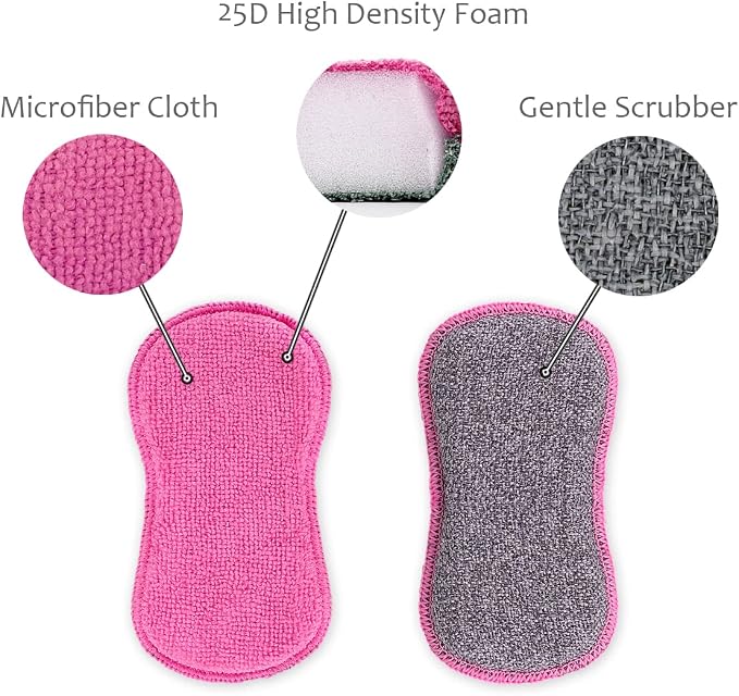 UPSTAR Dish Sponges Kitchen, Microfiber Cleaning Scrubber - Image 3