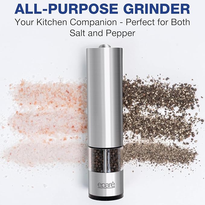 Eparé Salt or Pepper Grinder Mill Electric – Battery Operated Stainless Steel - Image 4