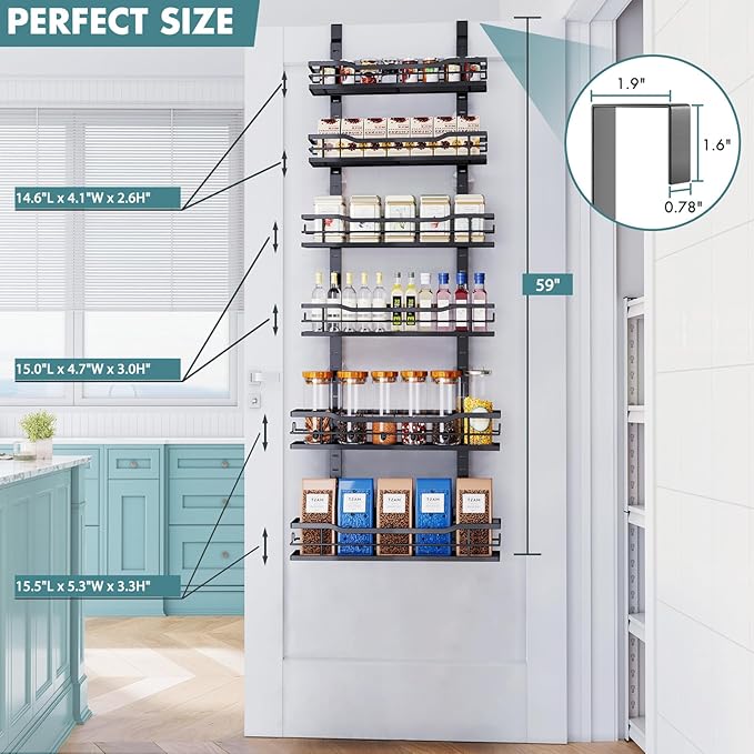 Eastherry Over The Door Pantry Organizer，6-Tier Over The Door Organizer - Image 2
