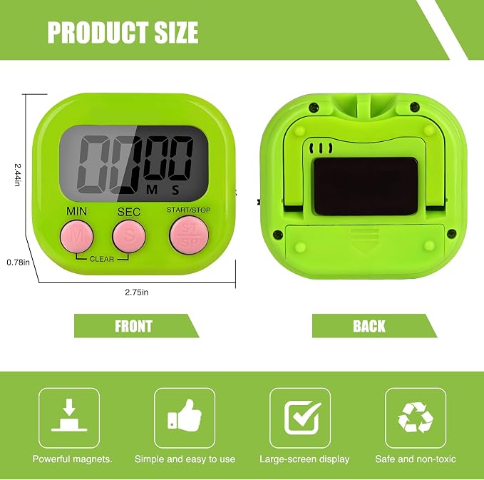 6 Pack Multi-Function Electronic Timer, Colorful Kitchen Timers Digital Magnetic - Image 3