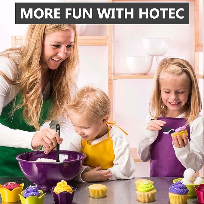 HOTEC 600℉ Heat Resistant BPA-Free Silicone Rubber Spatula Set, Kitchen Cooking - Image 4