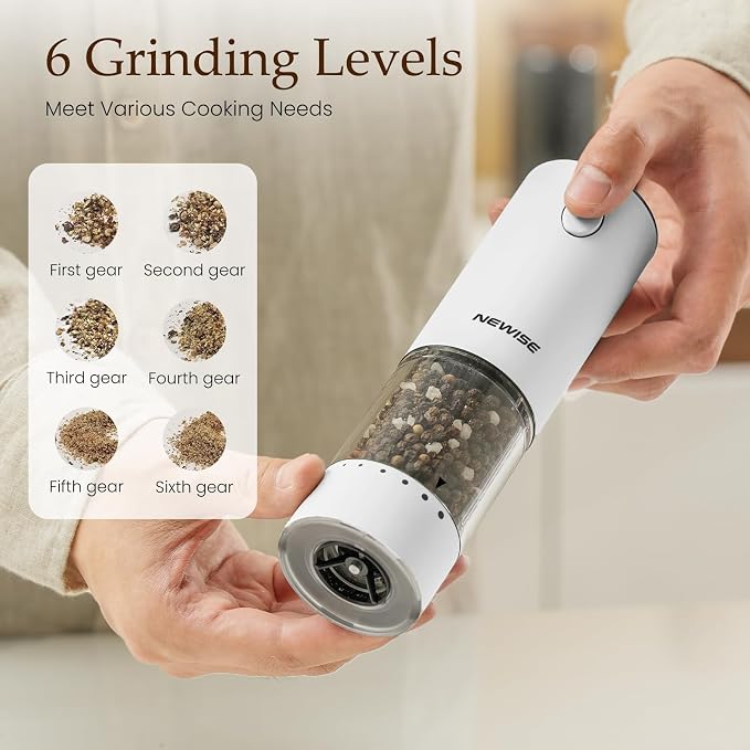 Electric Salt and Pepper Grinder Set, Adjustable Coarseness & LED Light - Image 2