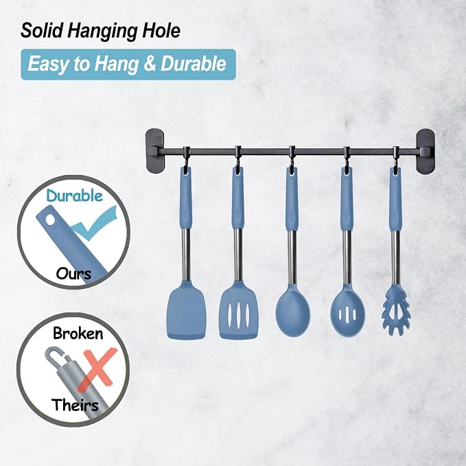 Silicone Spatula and Cooking Spoon, 5 Pack Solid & Slotted Spoons and Spatulas - Image 5