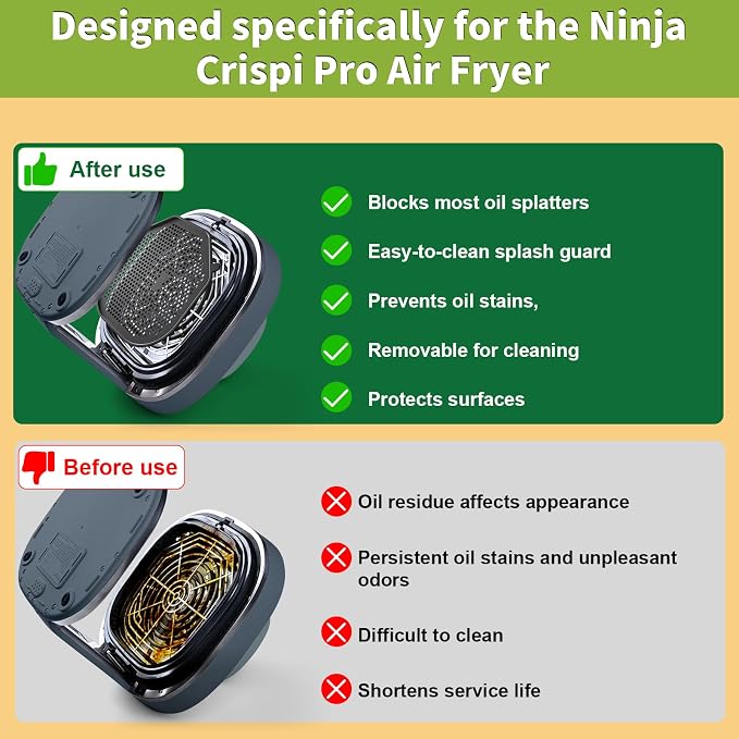 2 PCS Silicon Splatter Shield for Ninja Crispi Pro Air Fryer, Heat-Resistant - Image 3
