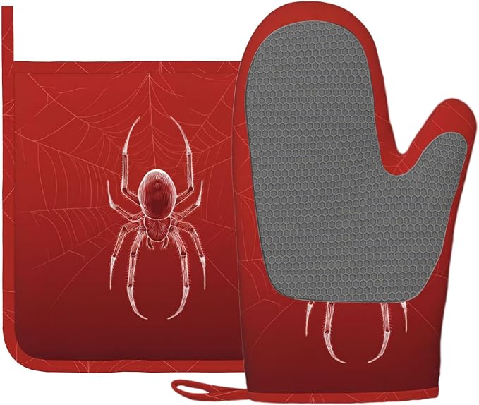 Halloween Spider Web Oven Mitts and Pot Holders Sets Silicone Heat Resistant by Unknown