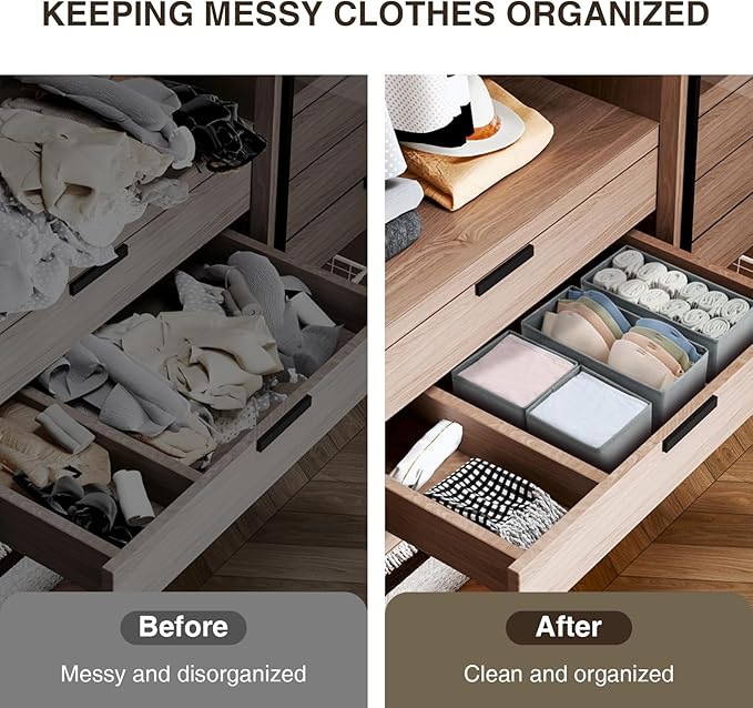DIMJ Drawer Organizers Clothes, Fabric Closet Organizers and Storage, Shallow - Image 5