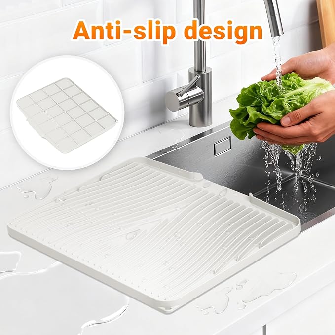Silicone Dish Drying Mat for Kitchen Counter, Dish Drying Pad, Non-Slip Drain - Image 4