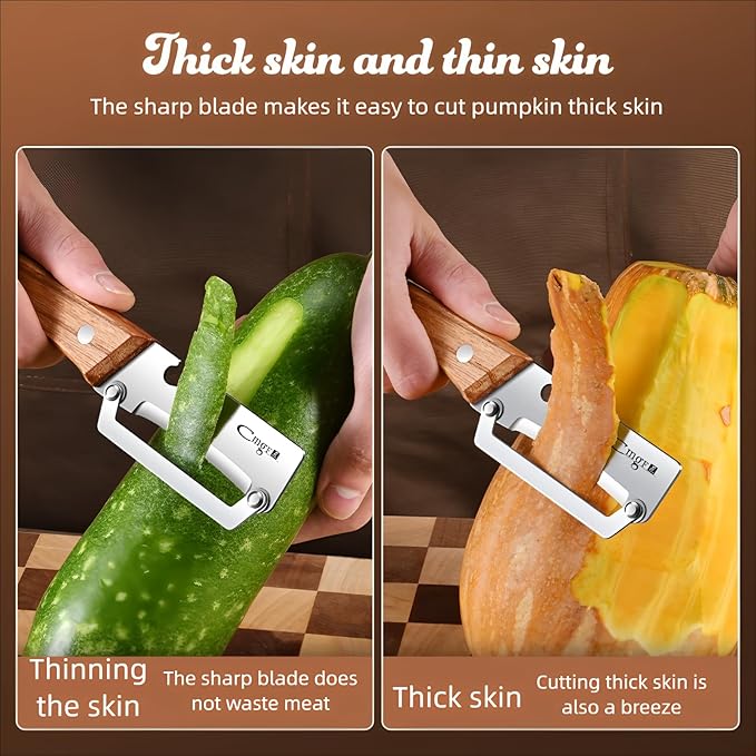 Premium Vegetable Peeler with Wooden Handle and Bottle Opener Stainless Steel - Image 3